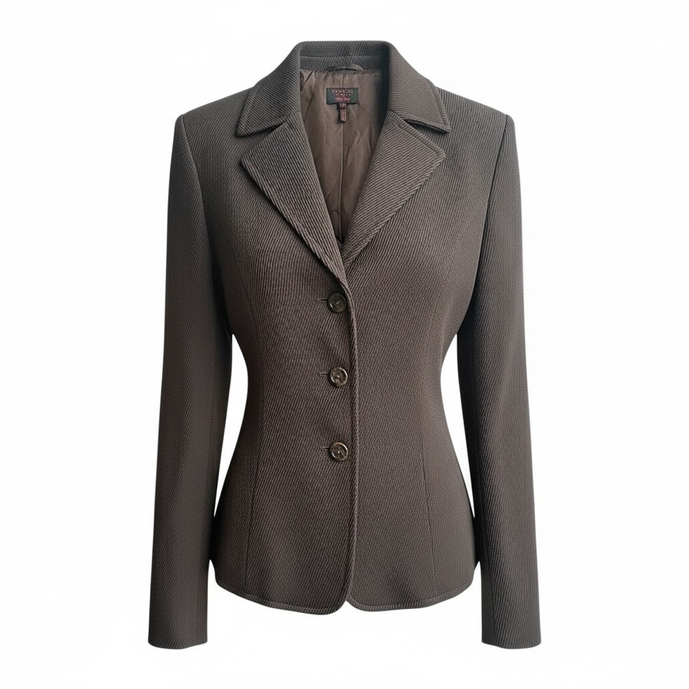 Escada Dark Brown Textured Blazer Jacket 38